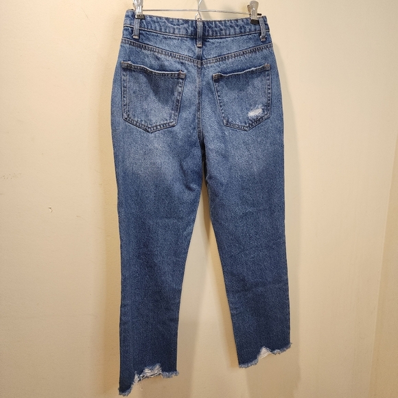 Vanilla Star 90s Boyfriend Straight Leg Medium Blue Jeans Distressing Size 3 - Picture 13 of 13